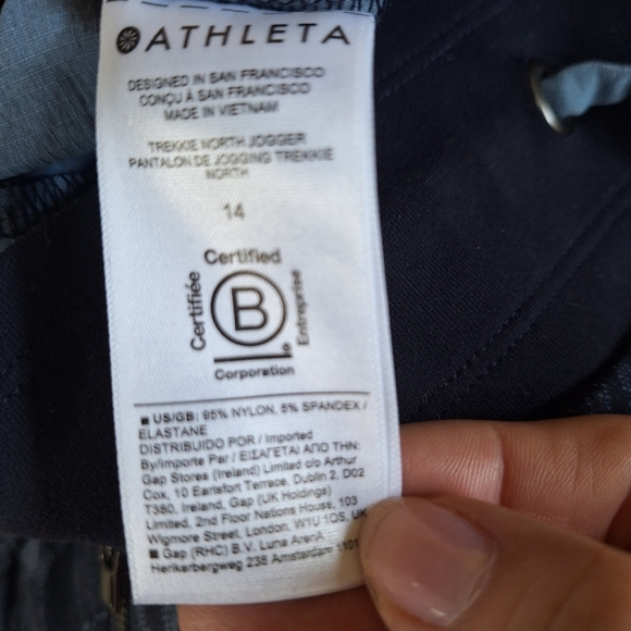 Athleta Womens Trekkie North Joggers in Blue Floral. Size 14 - Picture 7 of 9